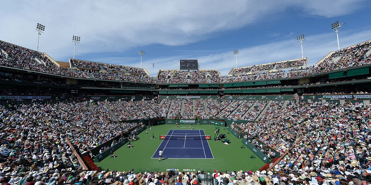 Packed stadium at the BNP Paribas Open tennis tournament in Indian Wells California
