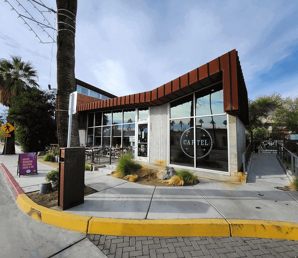 Cartel Coffee Lab exterior at 1551 N Palm Canyon Drive, Palm Springs