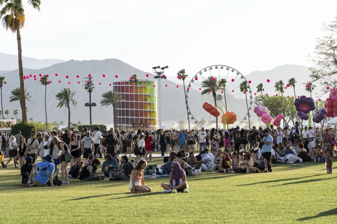 Coachella festival crowd at the Empire Polo Club in Indio CA during the music festival