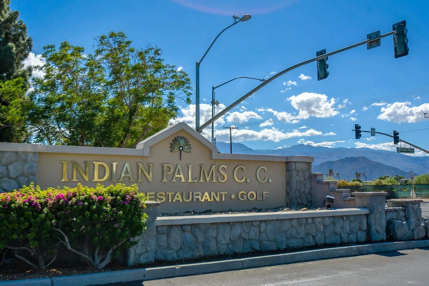Indian Palms Country Club entrance gate in Indio California near the Coachella festival grounds