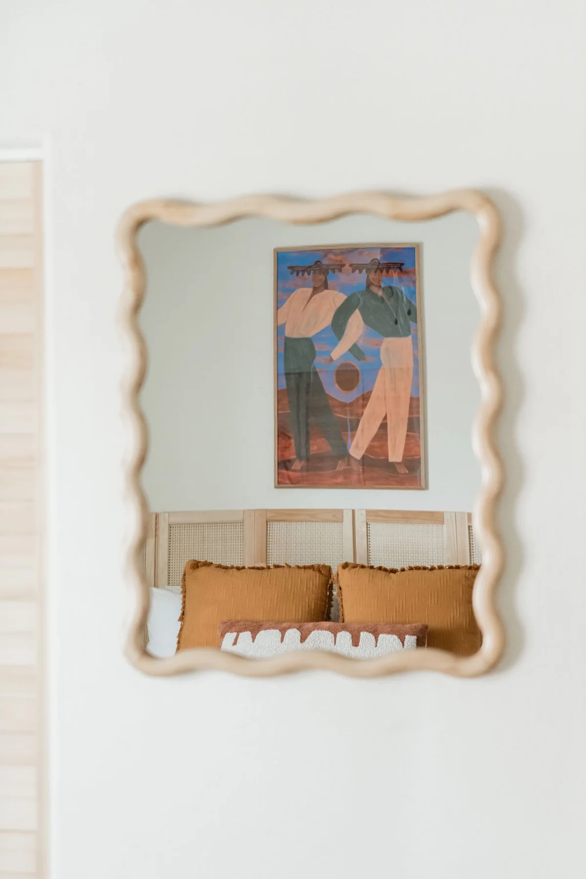 Terra Luz third bedroom queen bed with warm sand and rust tones
