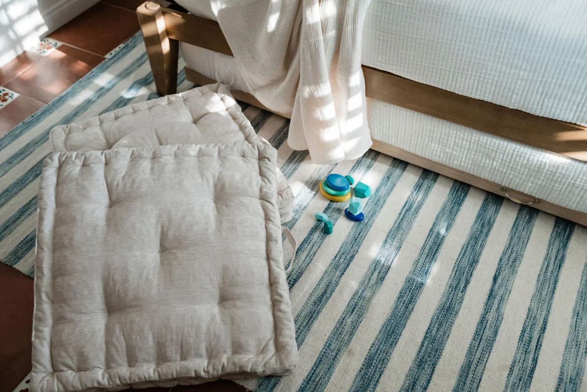 Terra Luz Cali Room with sand and rust tones and low-profile furniture